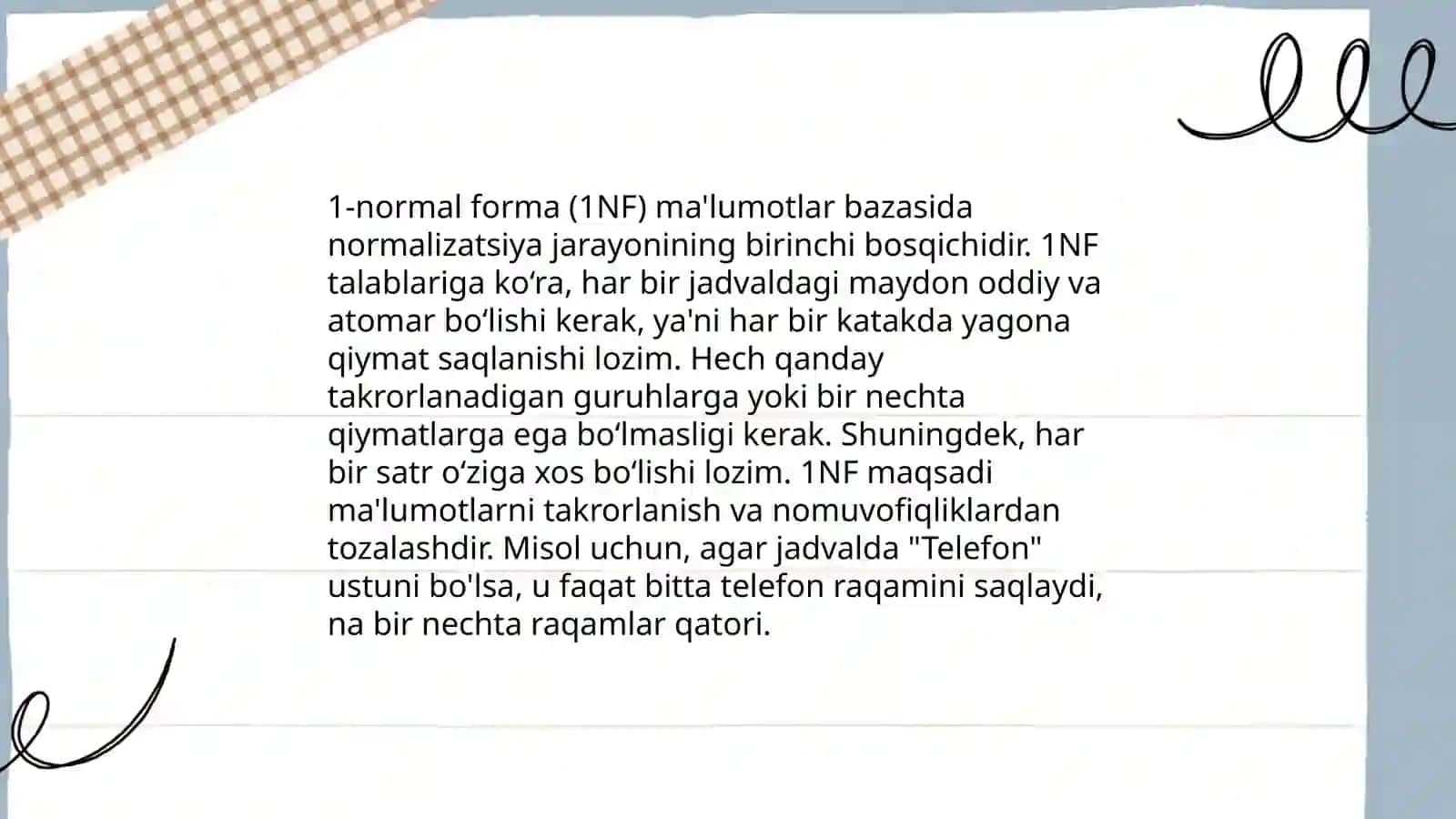 Ma’lumotlar bazasini normallashtirish 4