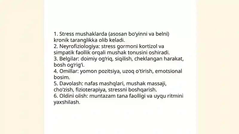 Stress va mushaklar tarangligi: bo‘yinni va belni og‘ritishi 4