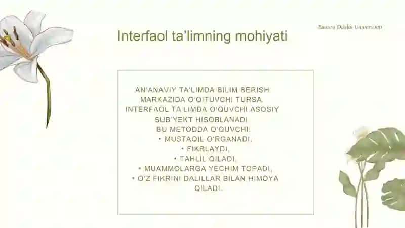 O‘QITISHDA INTERFAOL METODLAR 4