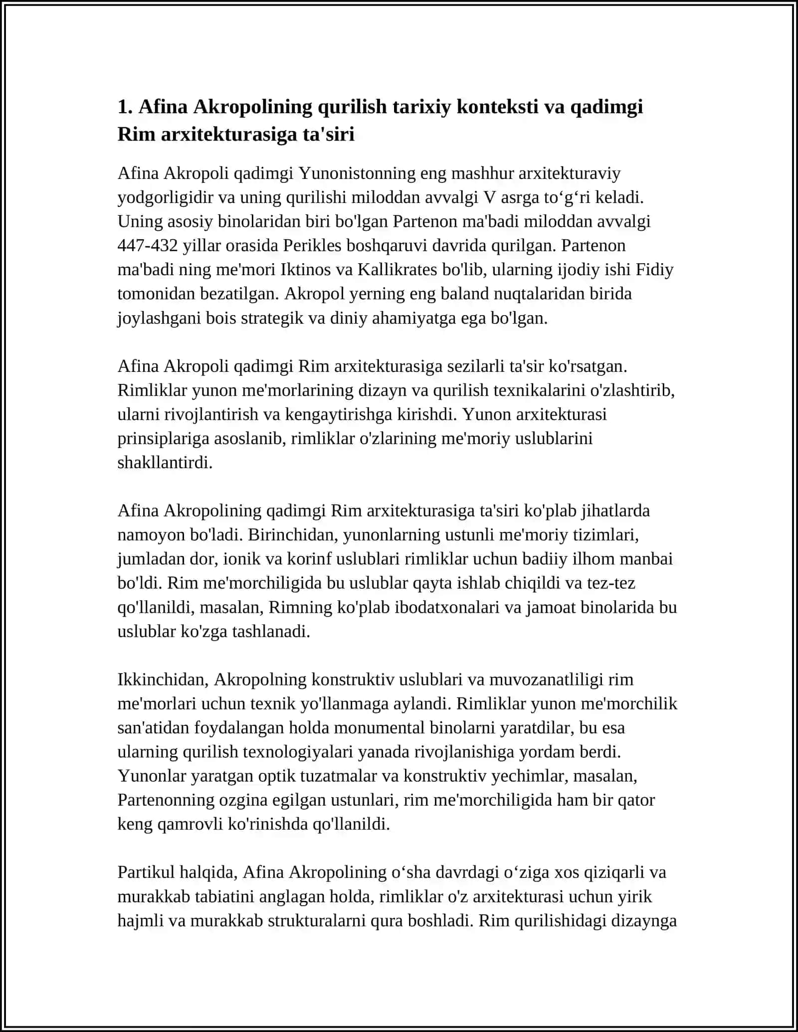 AFINA AKROPOLI QADIMGI RIM ARXITEKTURASI KONSTRUKTIV VA BADIIY JIHATLARI 4
