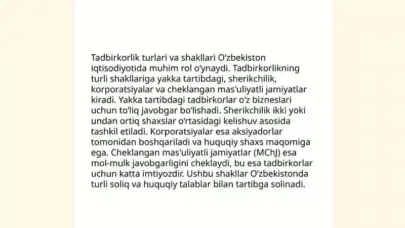 Tadbirkorlik faoliyati, tadbirkorlik kapitali va uning aylanishi 4