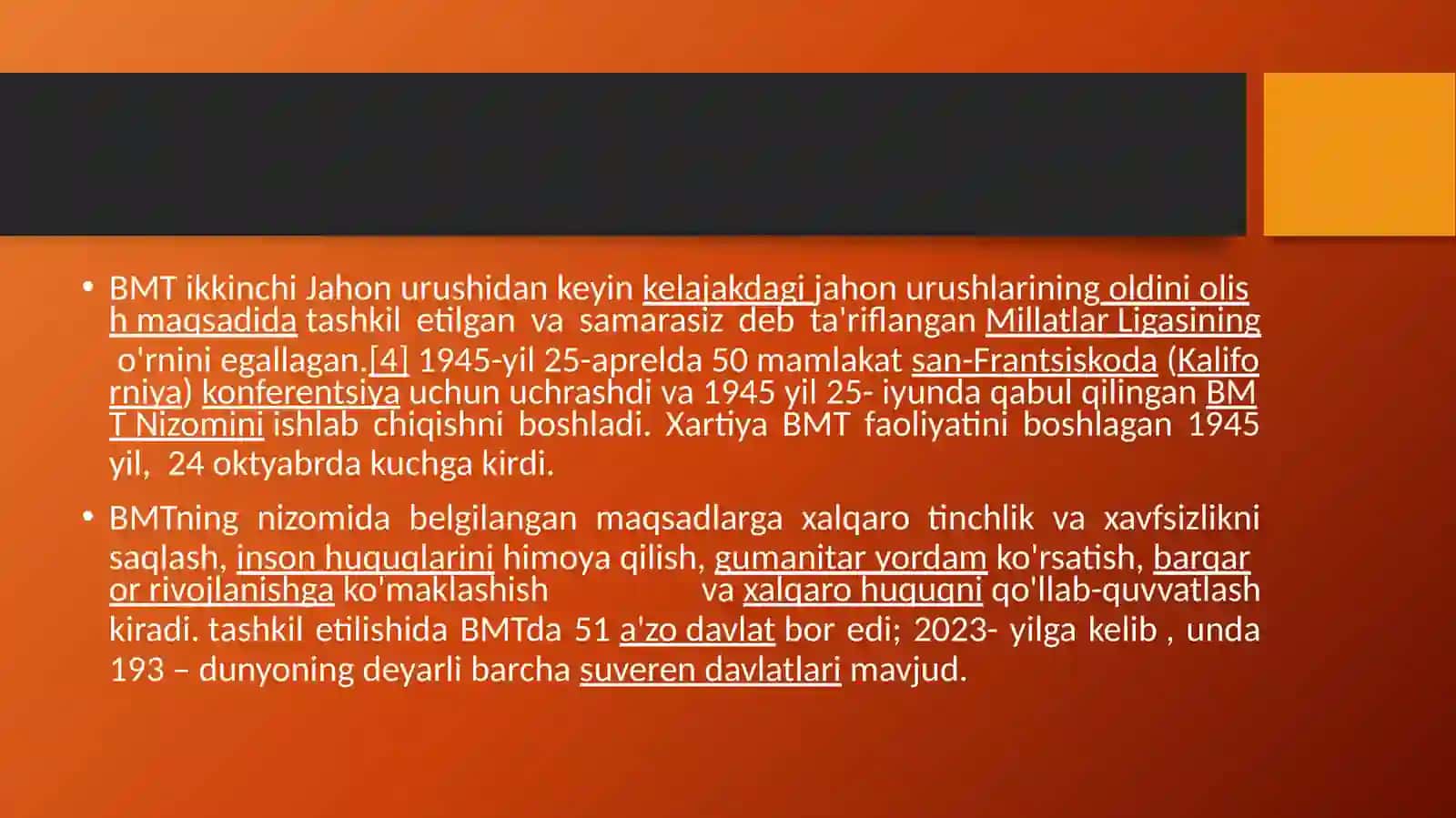 BMT, tarix va hozirgi zamon fanidan tayyorlagan taqdimoti 4