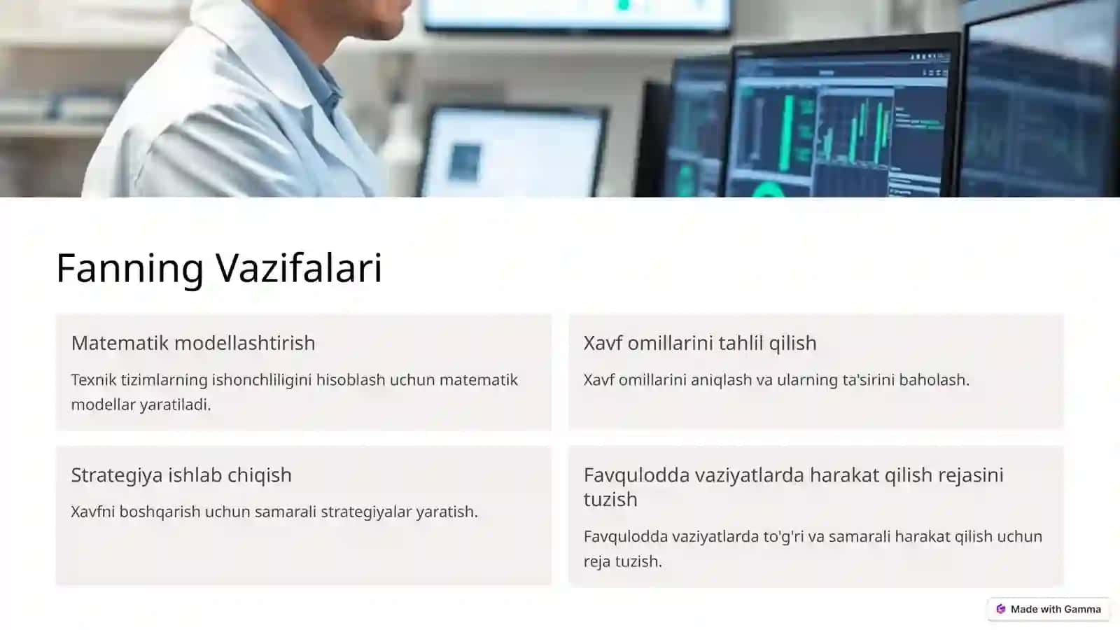 Texnogen Xavf va Texnik Tizimlar Ishonchliligi Faniga Kirish 4