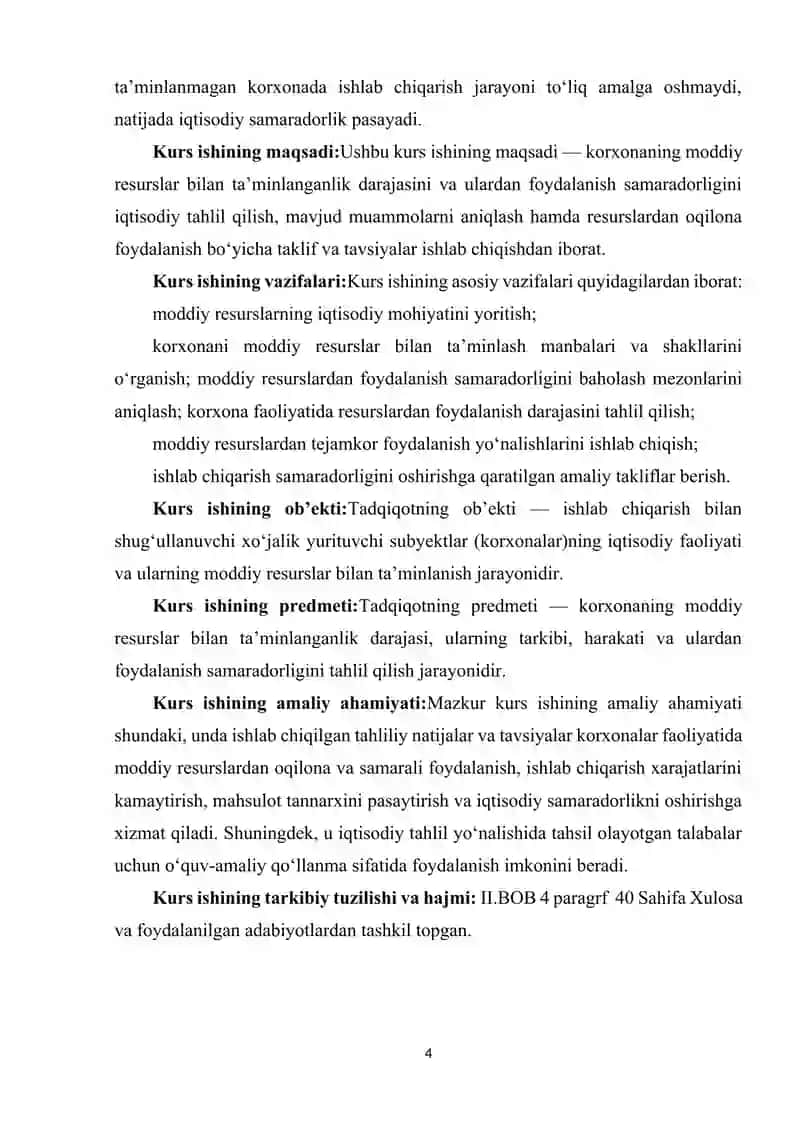 MODDIY RESURSLAR BILAN TA’MINLANGANLIK VA ULARDAN FOYDALANISH TAHLILI 4