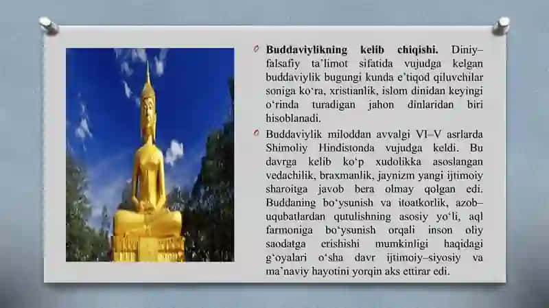 BUDDIZM DINI TARIXI VA ASOSIY G’OYALARI 4