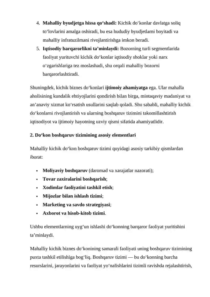 Mahalliy Kichik Biznes Do‘kon Boshqaruv Tizimini Tahlil Qilish 4