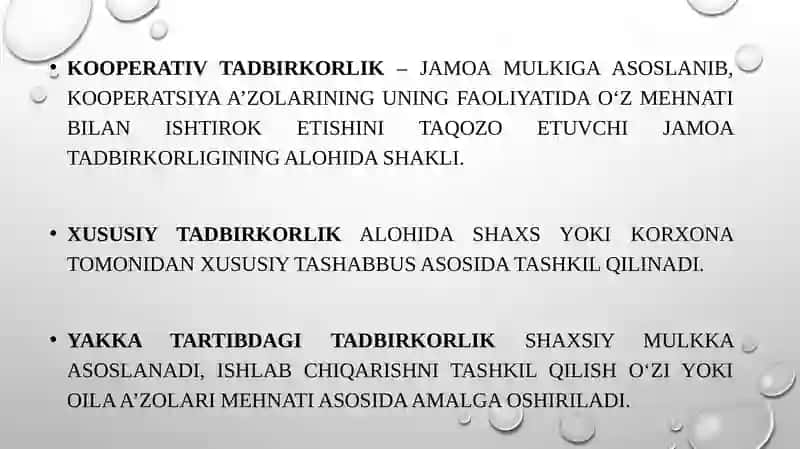 Tadbirkorlik faoliyati VA TADBIRKORLIK KAPITALI 4