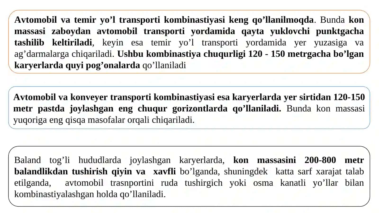 Karyerlarda turli transport vositalari kombinatsiyasi 4