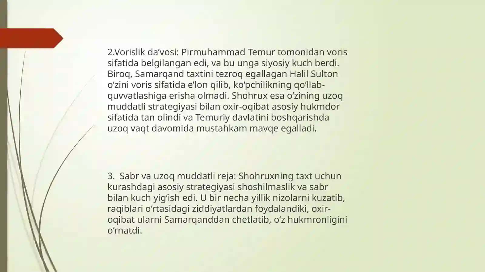 Amir Temur vafotidan keyin boshlangan taxt uchun kurashlar tahlili 4
