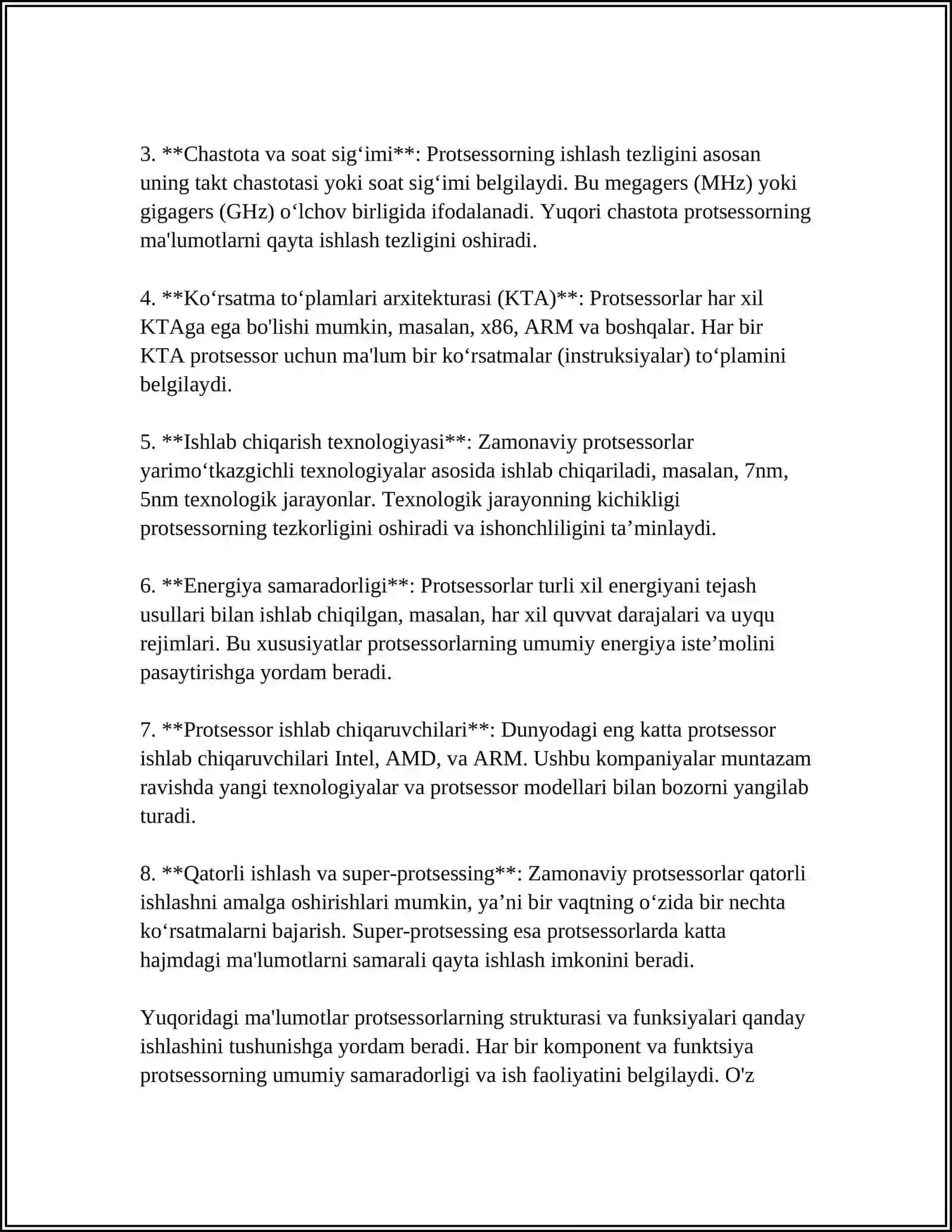 KOMPYUTER ARXITEKTURASINING KOMPONENTLARI VA POINT,-TO-POINT ALOQASI 4