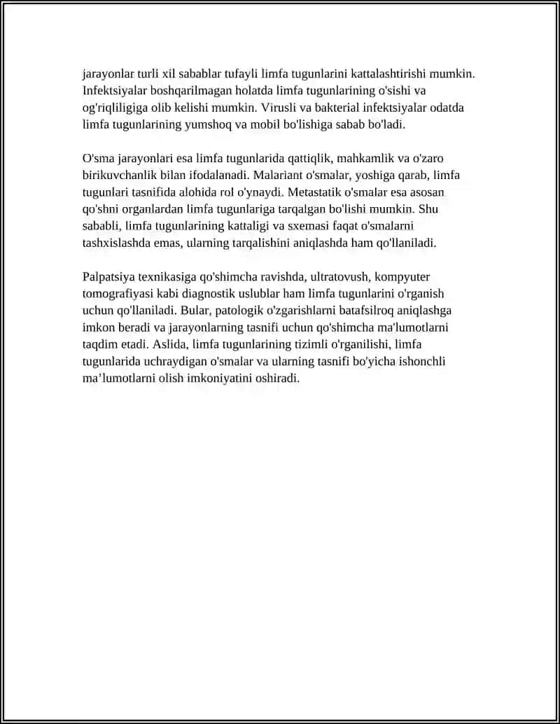 LIMFA TUGUNLARIDA UCHRAYDIGAN O'SMALARNING FIZIK TAHLILI VA ULARNING TASNIFI 4