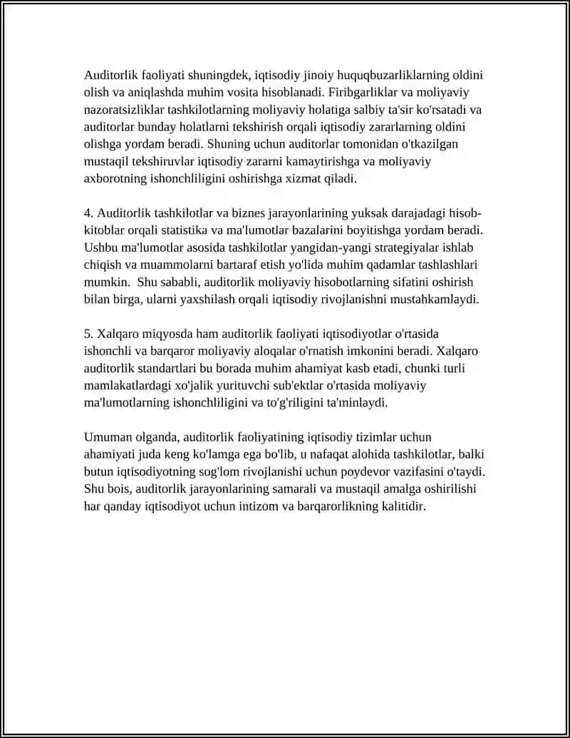 AUDITORLIK FAOLIYATINING AHAMIYATI, MAQSAD VA VAZIFALARI 4