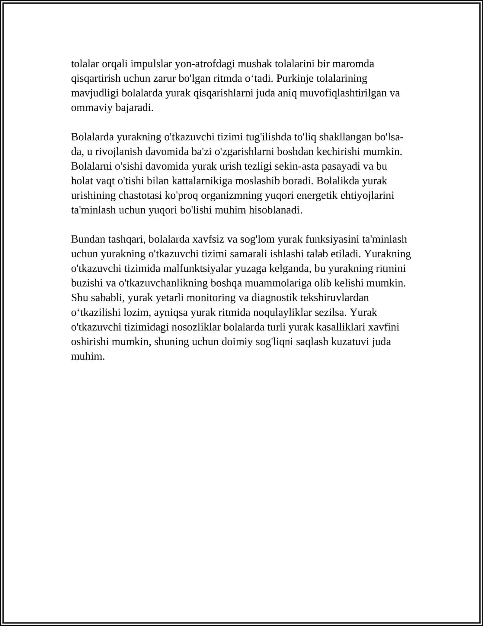 BOLALARDA YURAKNING O’TKAZUVCHI TIZIMI HUSUSIYATLARI, QON AYLANISHINING NERV TIZIMI TOMONIDAN BOSHQARILISHI, YURAK FAOLIYATINI BOSHQARISHDA ADASHGAN VA SIMPATIK NERV TONUSI NISBATI 4