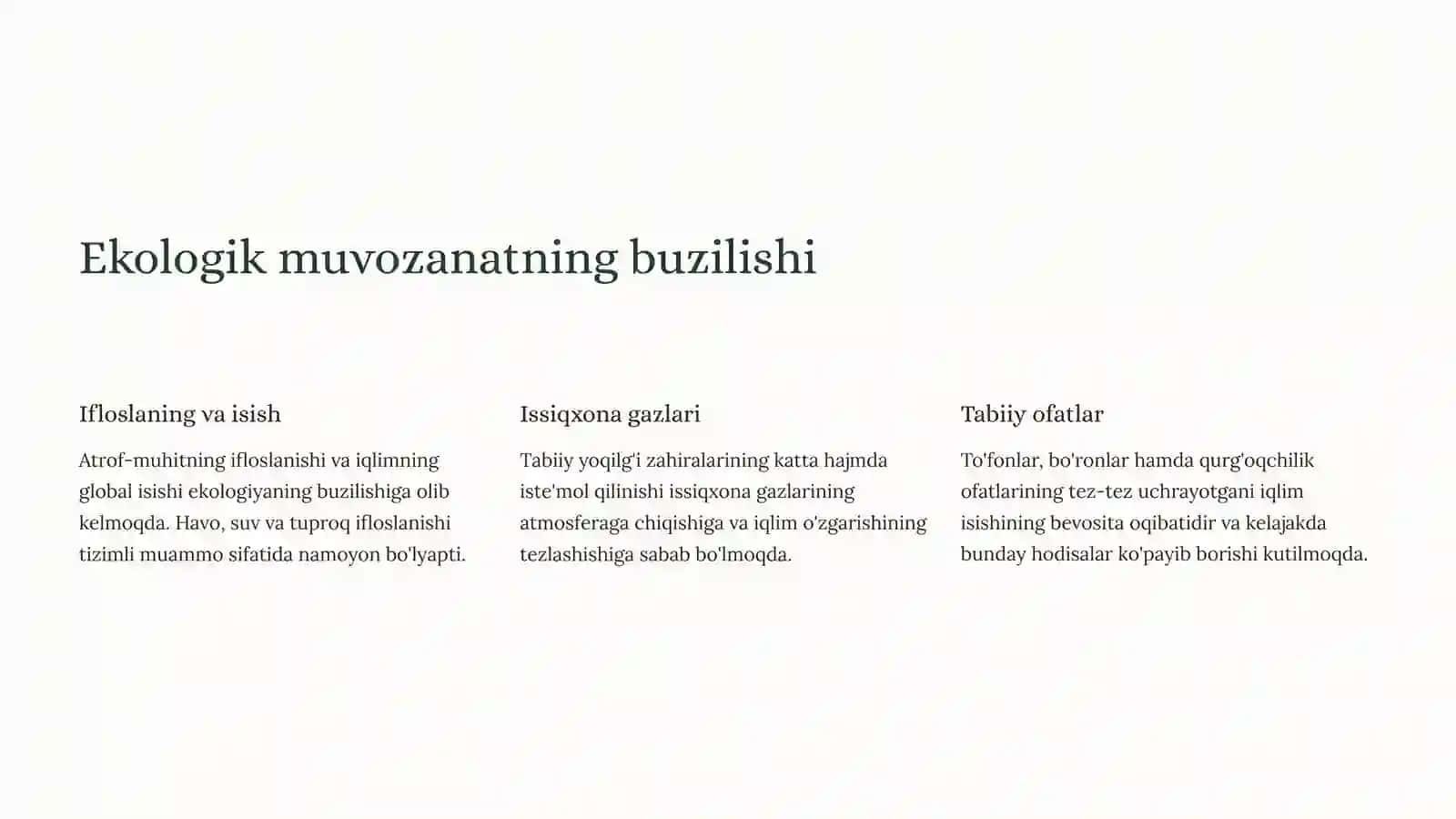 Yer resurslaridan oqilona foydalanish va ekologik muvozanatnisaqlashmuammolari 4