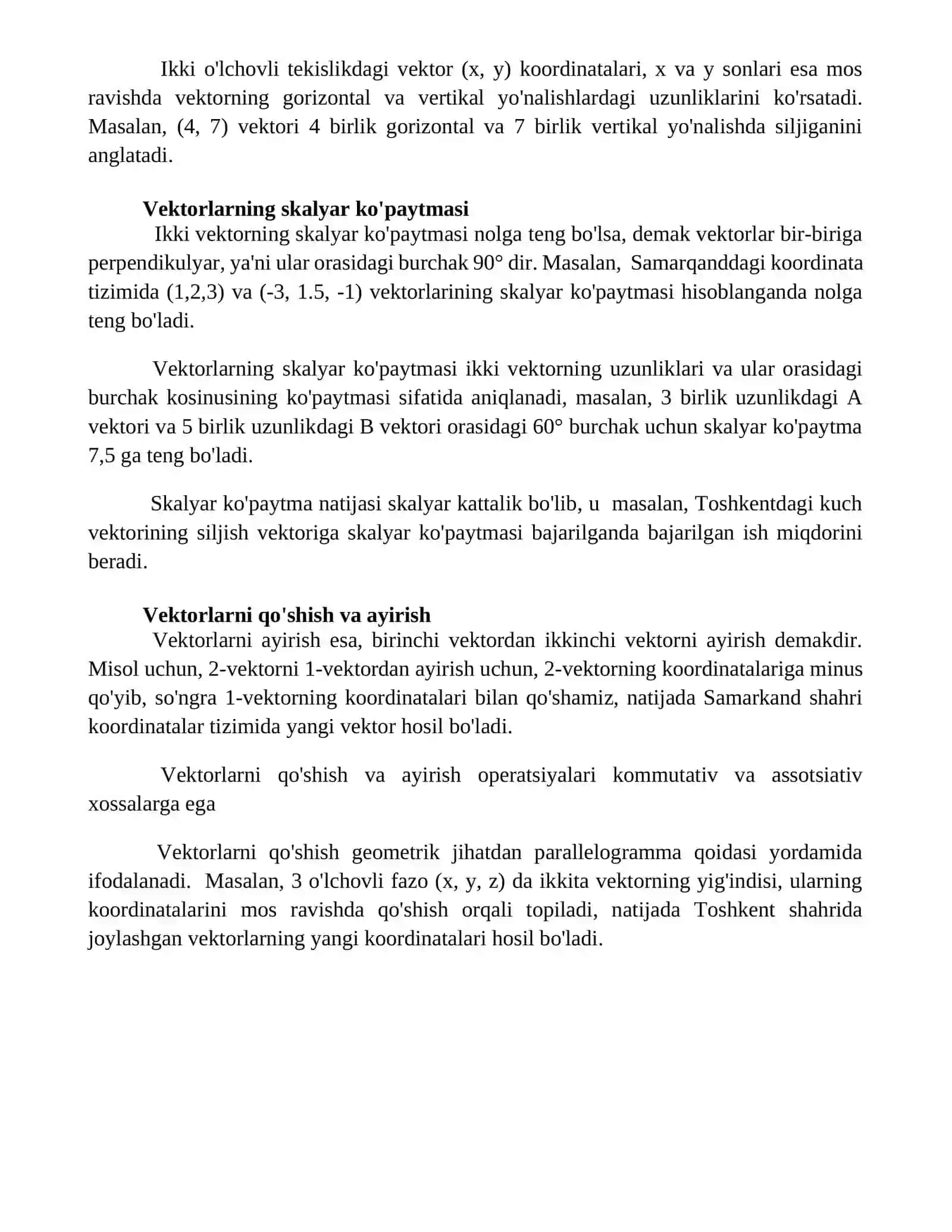 Vektorlar va ular ustida amallar 4