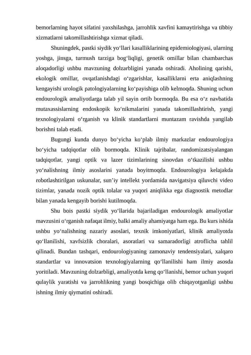 PASTKI SIYDIK YOʻLLARIDA BAJARILADIGAN ENDOUROLOGIK AMALIYOTLAR 4
