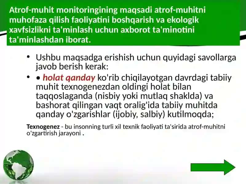 Atrof-muhit monitoringi Va geografik ekologik ekspertiza asoslari 4