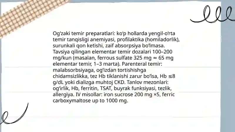 Anemiya sindromini ratsional davolashga klinik farmakalogik yondashuv 4