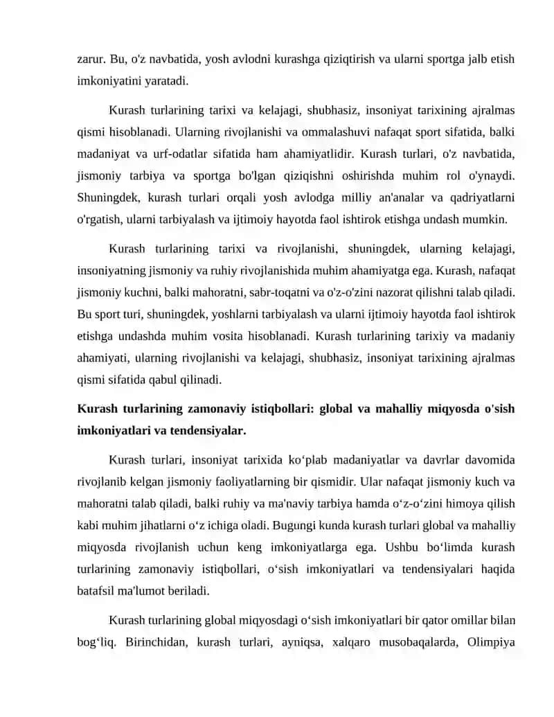 Kurash turlarini tarixi Istqbolari va mutaxasizlarni tayyorlash Inspetsiyasi. 4