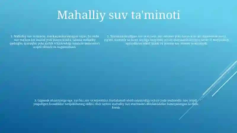 Mahalliy Va Markazlashgan Suv Ta'Minoti Haqida Tushuncha Ularning Gigiyenik Ahamiyati 4