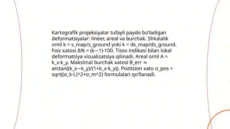 Xatoliklar qiymatini hisoblab chiqish TOPOGRAFIYA, KARTOGRAFIYA VA GAT 4