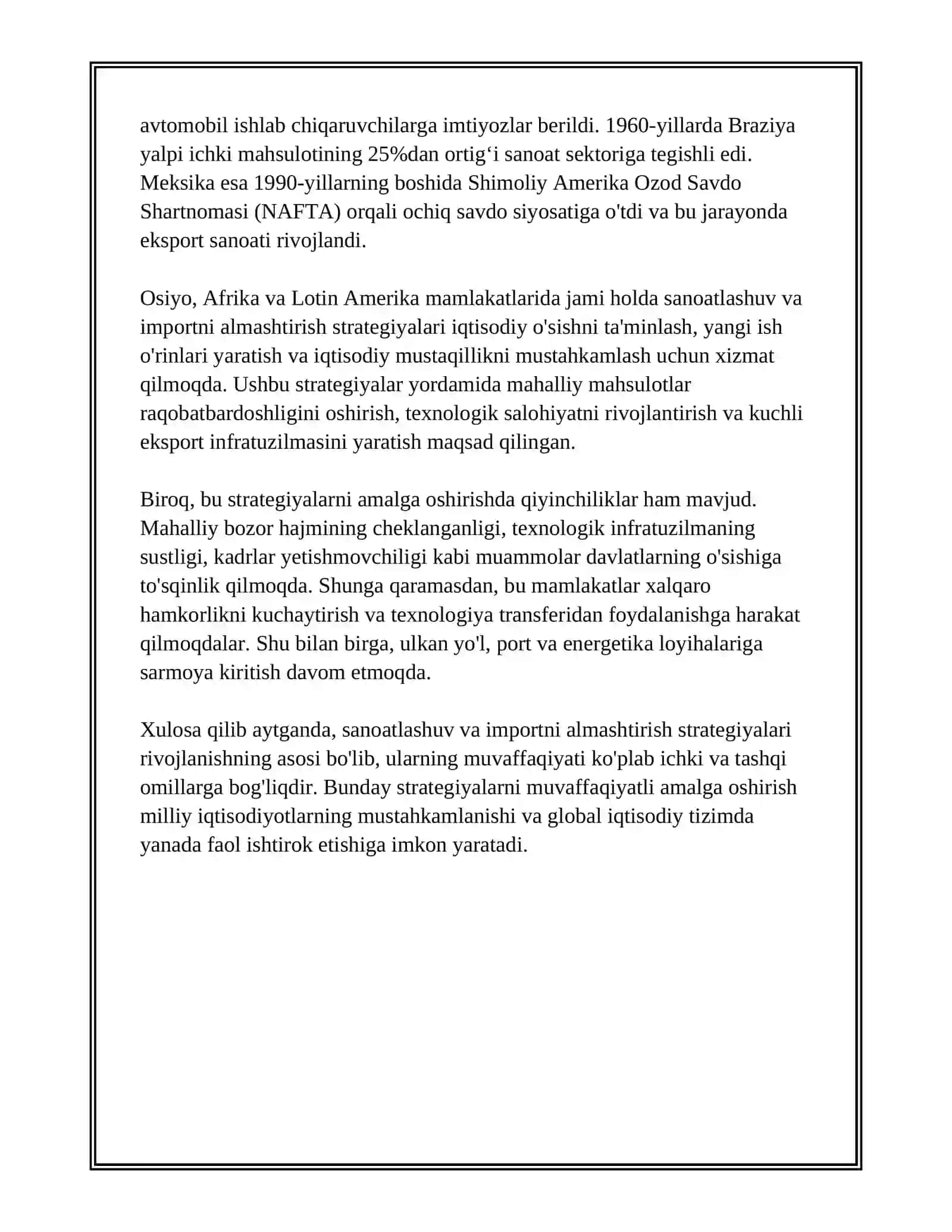 OSIYA AFRIKA VA LOTIN AMERIKA MAMLAKATLARI RIVOJLANISHINING ASOSIY YOʻNALISHLARI 4