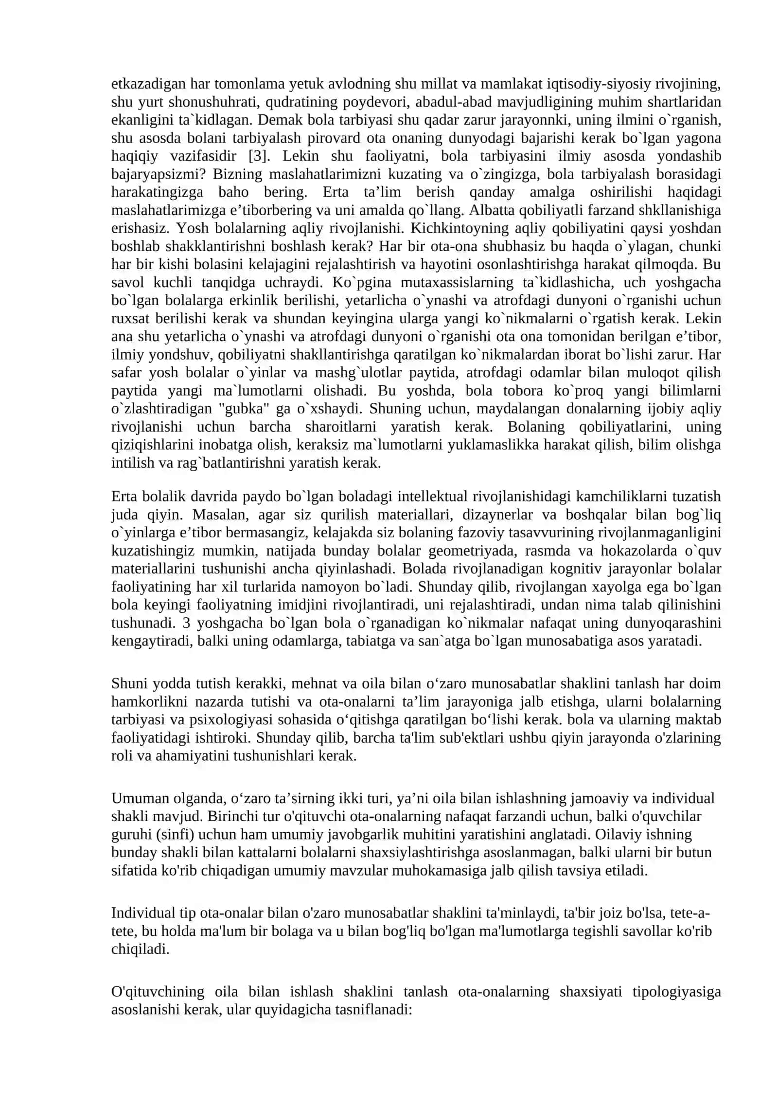 5-mavzu. Maktab yoshigacha bo‘lgan bolalar bilan ijtimoiy – pedagogikfaoliyat.(6-soat) 4
