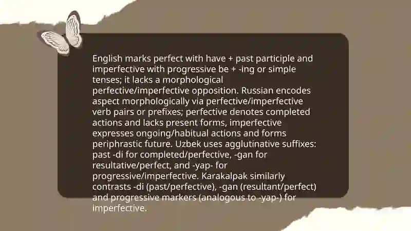 The verb and its grammatical categories in the English and Uzbek (Karapalpak, Russian) languages 4