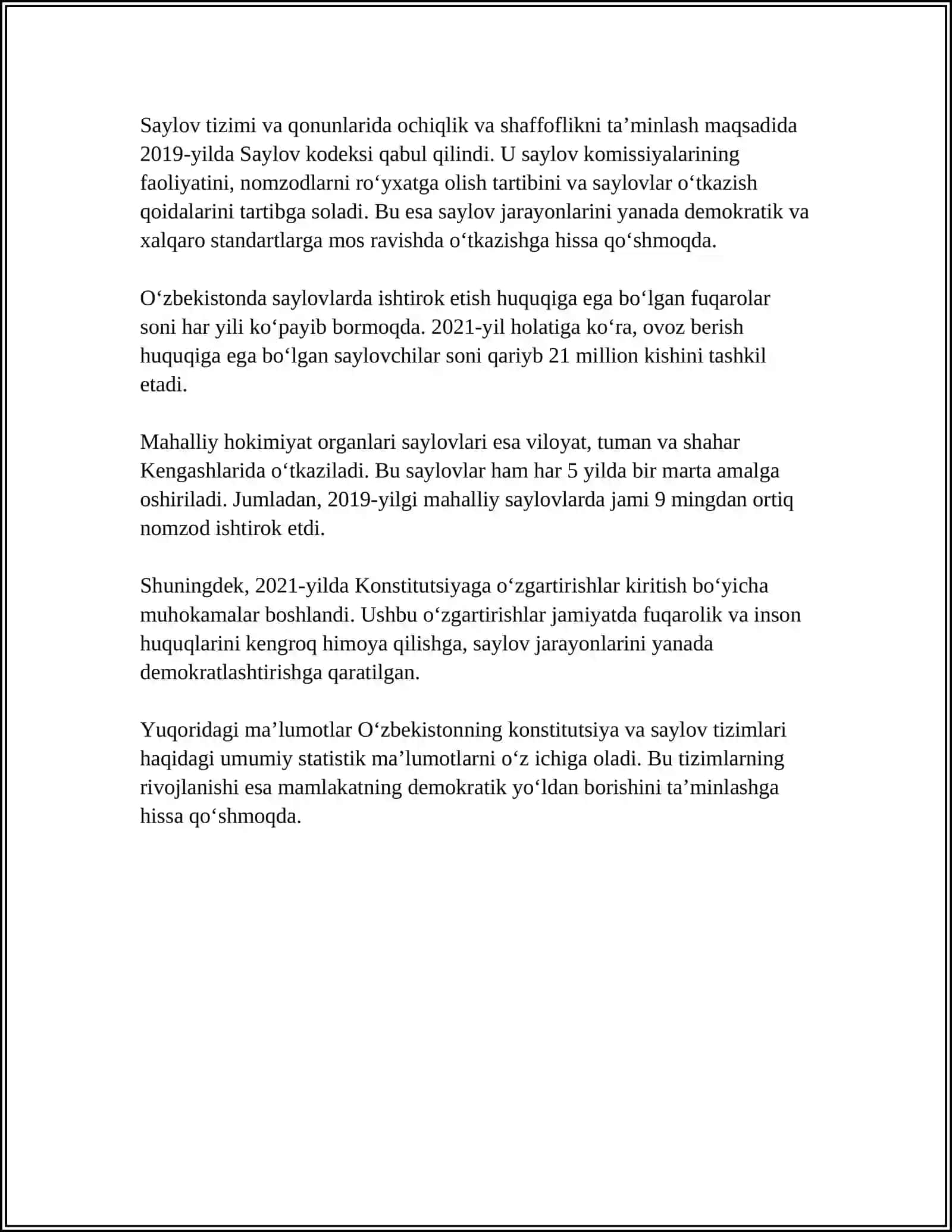 MUSTAQILLIK YILLARIDA DAVLAT BOSHQARUVI TIZIMIDA AMALGA OSHIRILGAN ISLOHOTLAR 4