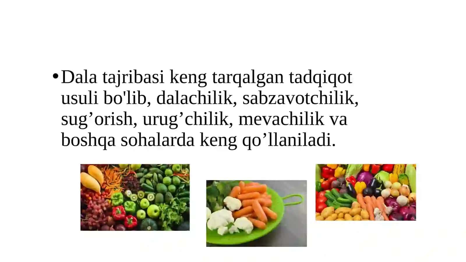 Dala tajribasini o’tkazish sharoitlarining xususiyatlari 4