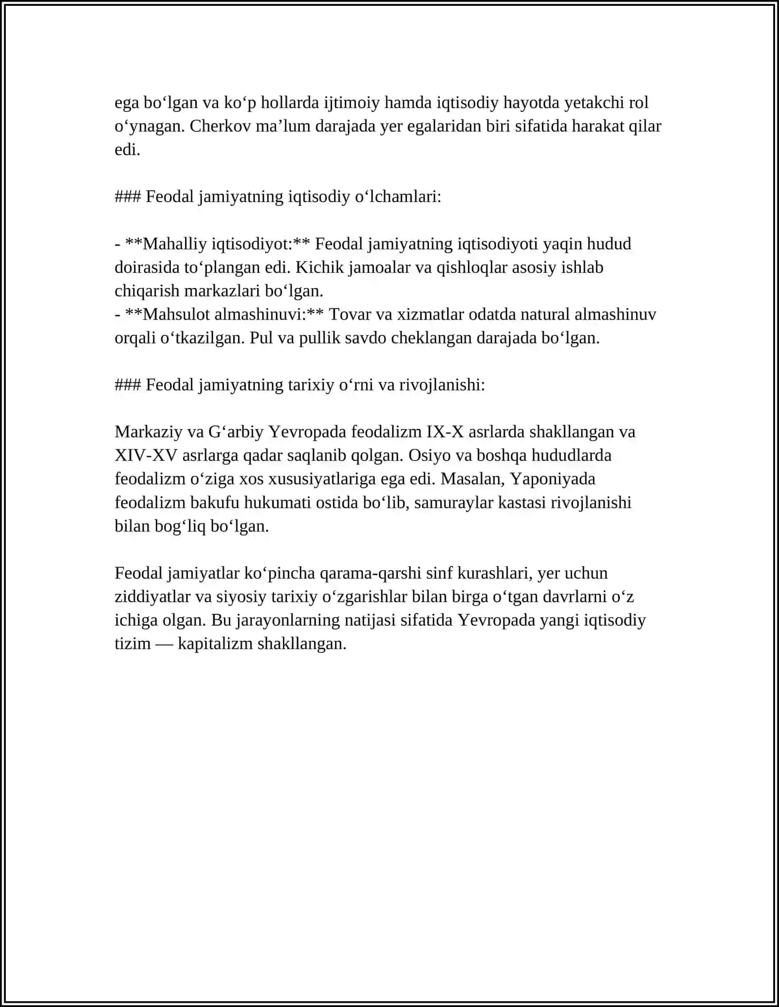FEODAL JAMIYATI VA UNING YEMIRILISHI DAVRIDAGI IQTISODIY G'OYALARI 4