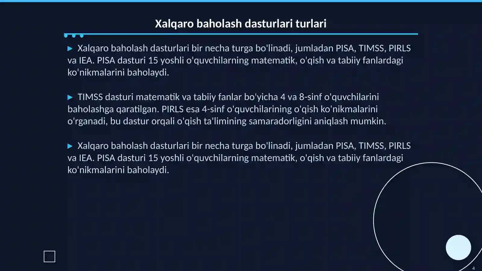 Xalqaro baholash dasturlari va ularning qoʻllanilishi 4