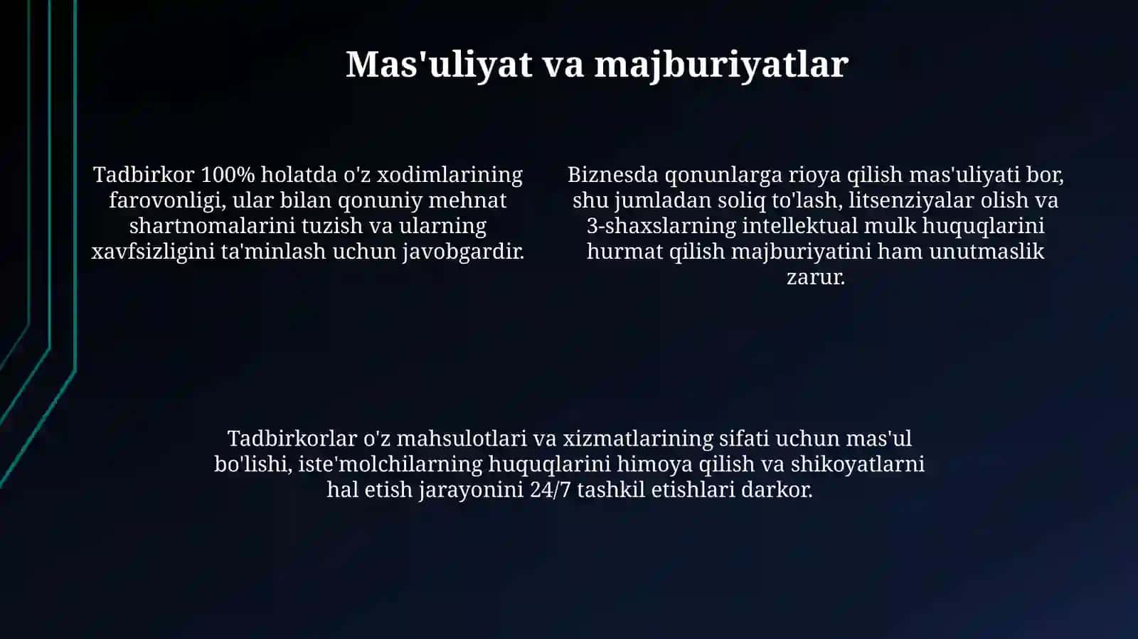 Tadbirkorning asosiy sifatlari va ma’sulyati 4