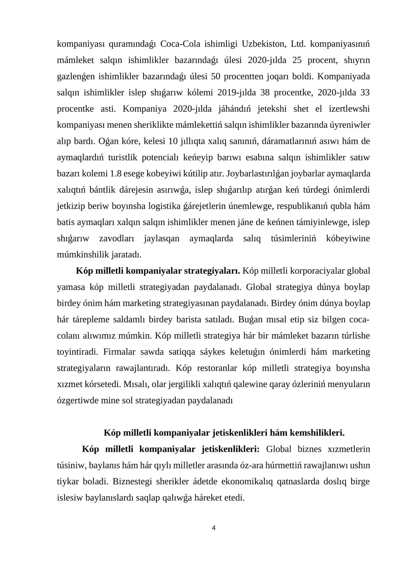 Kóp milletli kompaniyalar ham olardin’ strategiyalari, jetiskenlikleri ha’m kemshilikleri 4
