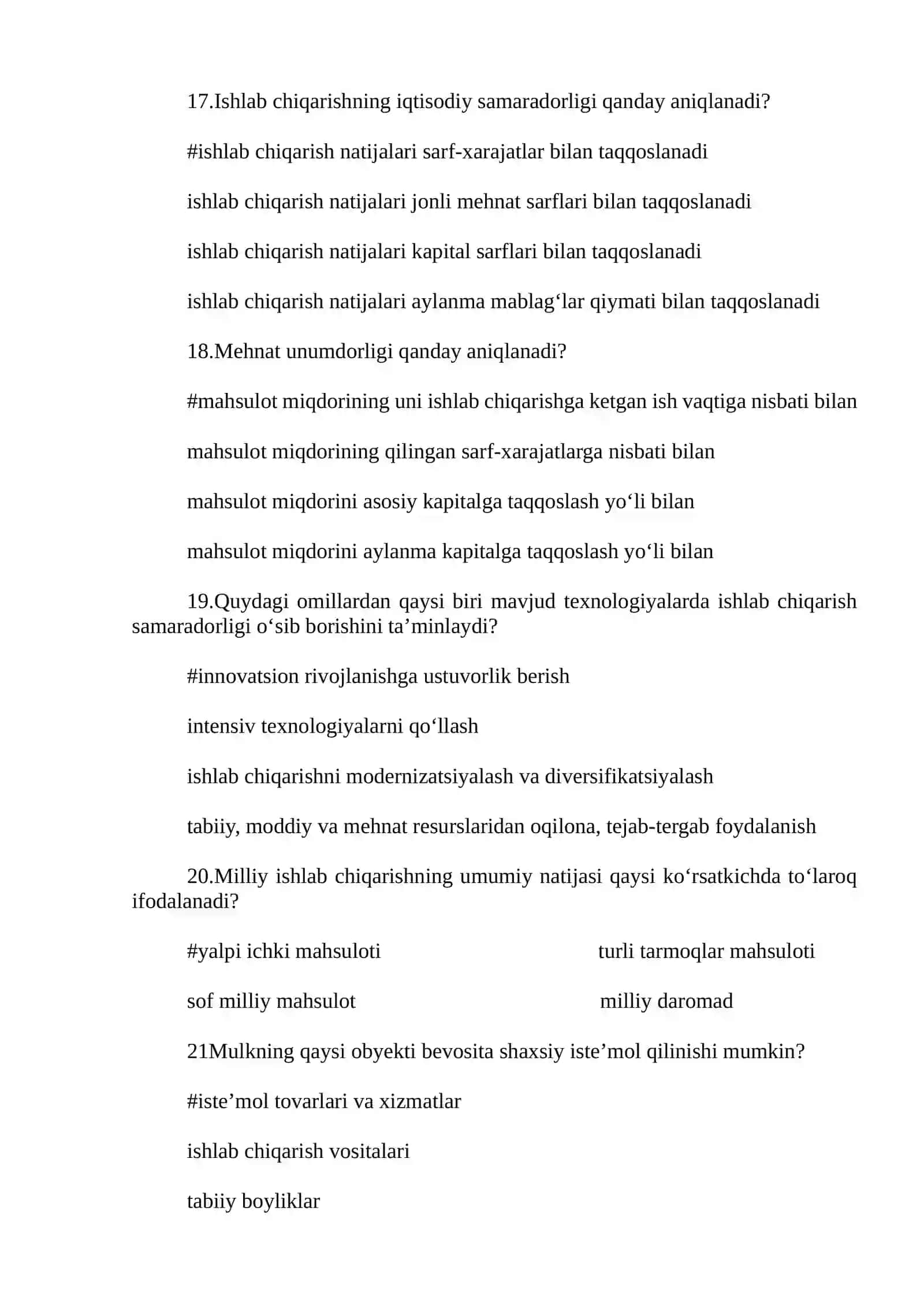 iqtisodiyot nazariyasi sesiya savol javoblari 4