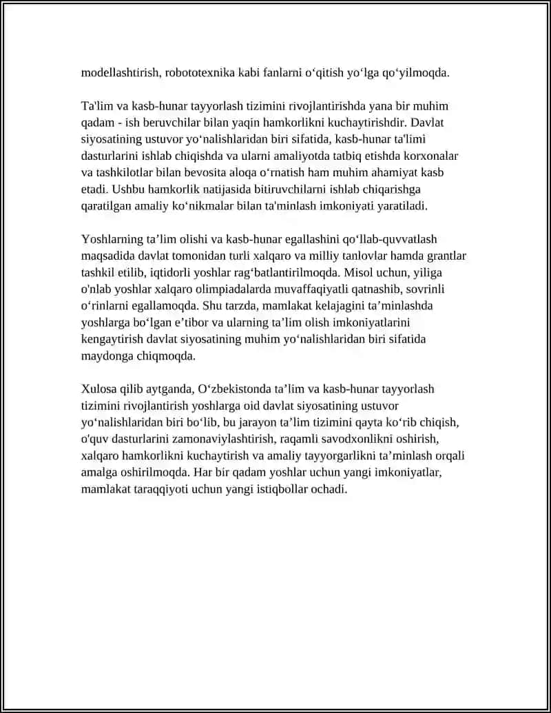 Ta'lim va kasb-hunar tayyorlash tizimini rivojlantirish 4