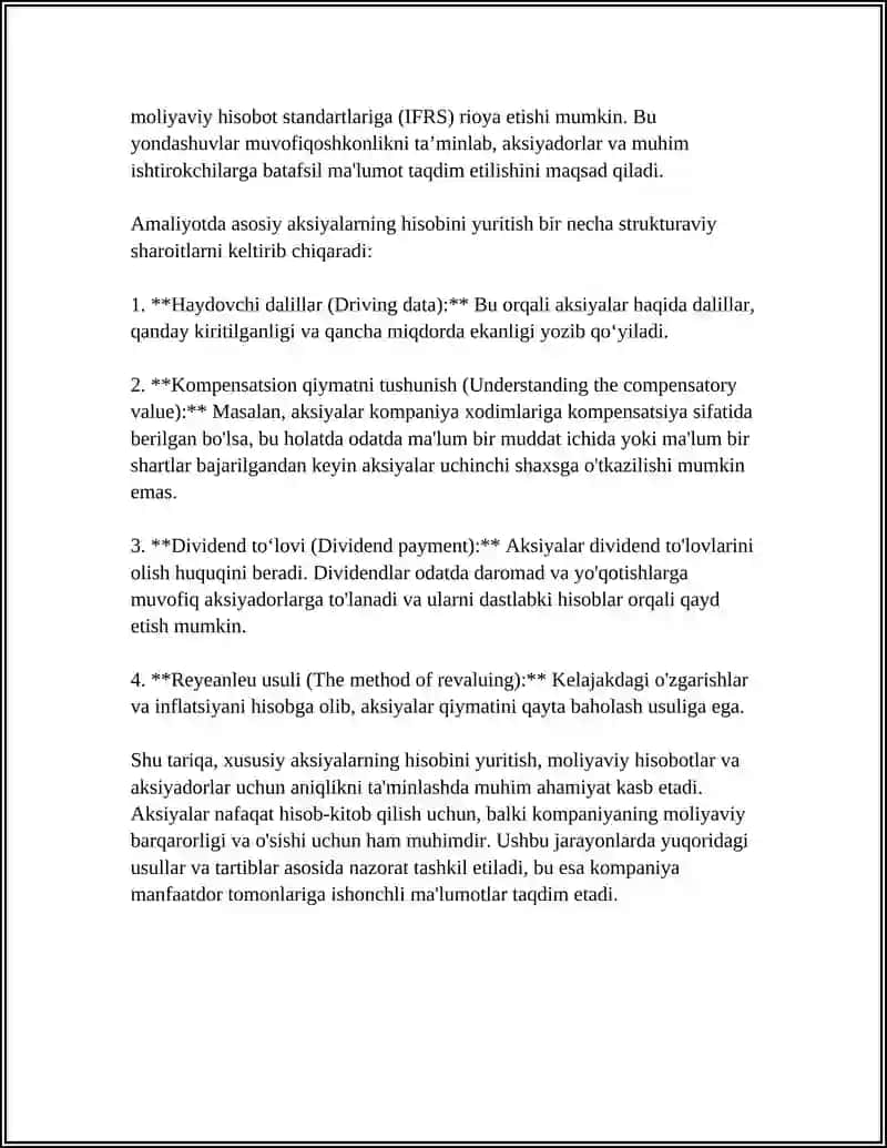 Xususiy aksiyalar hisobini yuritish 4