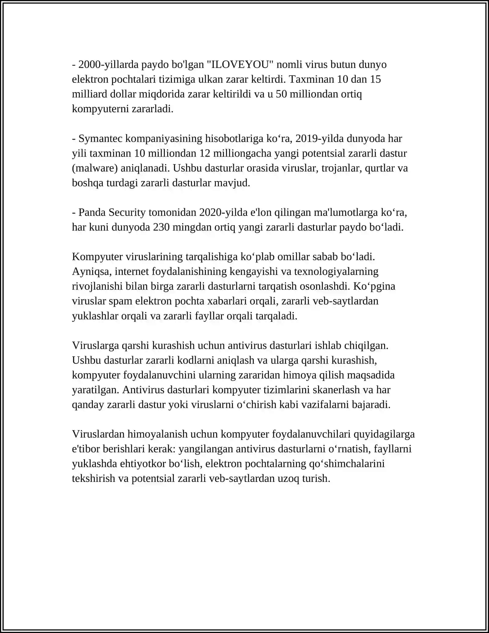 ZARARKUNANDA DASTURLARNING TURLARI 4