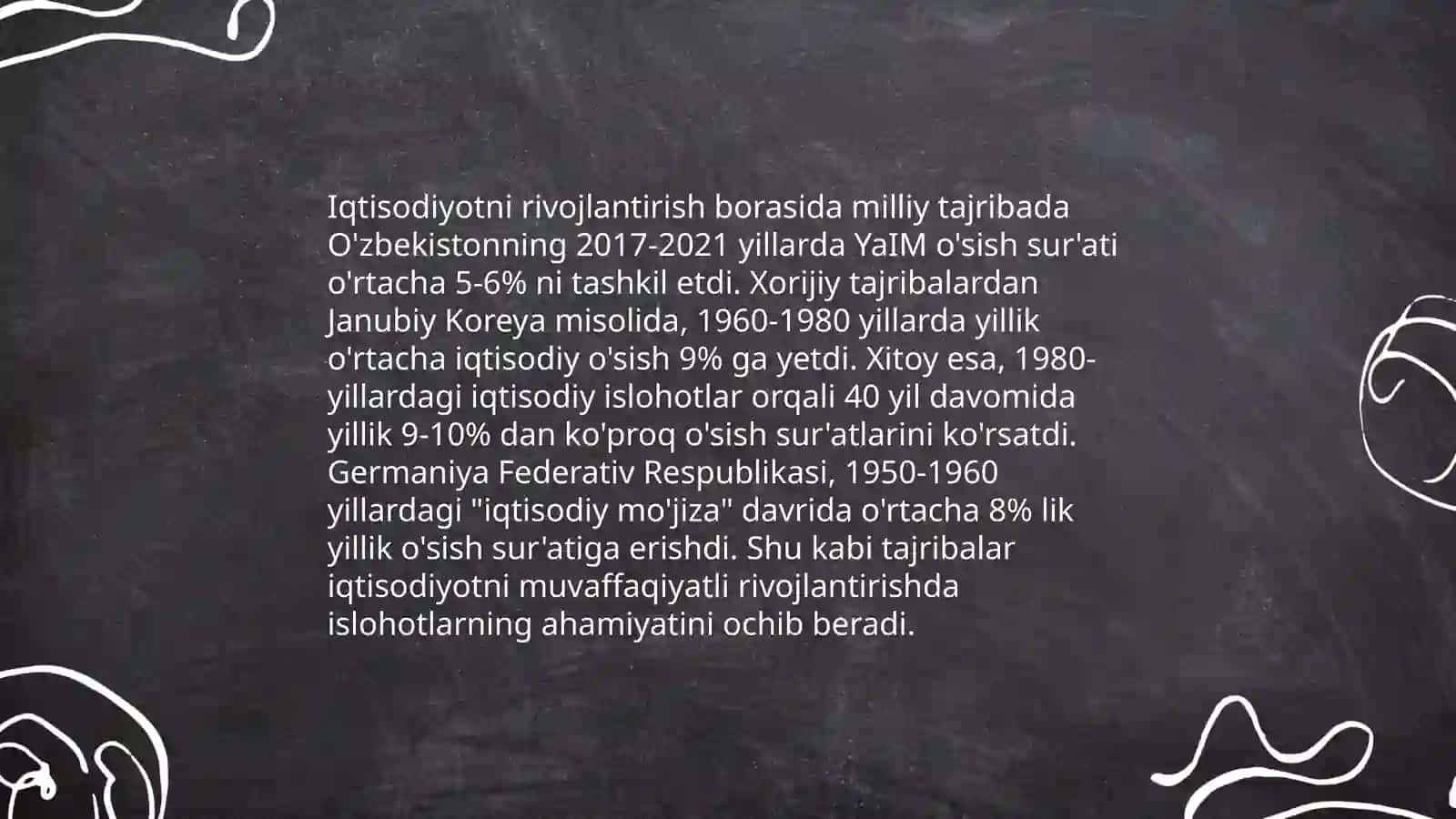O'zbekiston- 2030 strategiyasi va Prezident Sh.Mirziyoyev asarlari asosida milliy va xorijiy tajribani qiyoslash 4