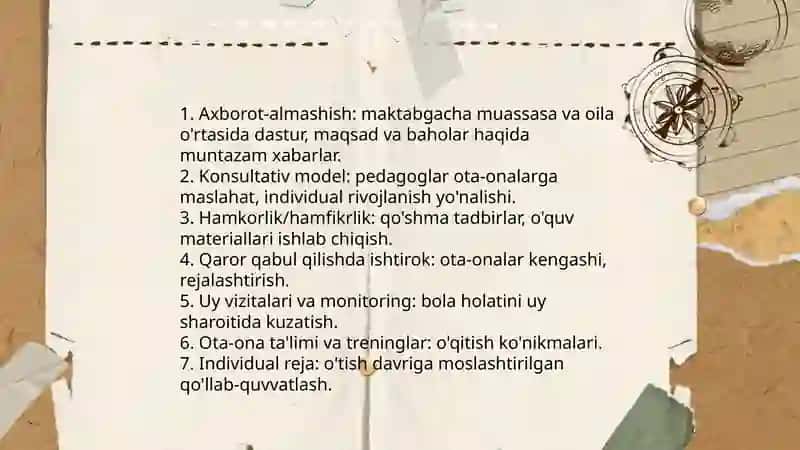 Bolalarni maktabga tayyorlashda oilani va maktabgacha taʼlim tashkilotining oʻrni 4