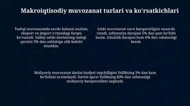 Krizisga qarshi siyosat va makroiqtisodiy muvozanatini ta’minlash 4
