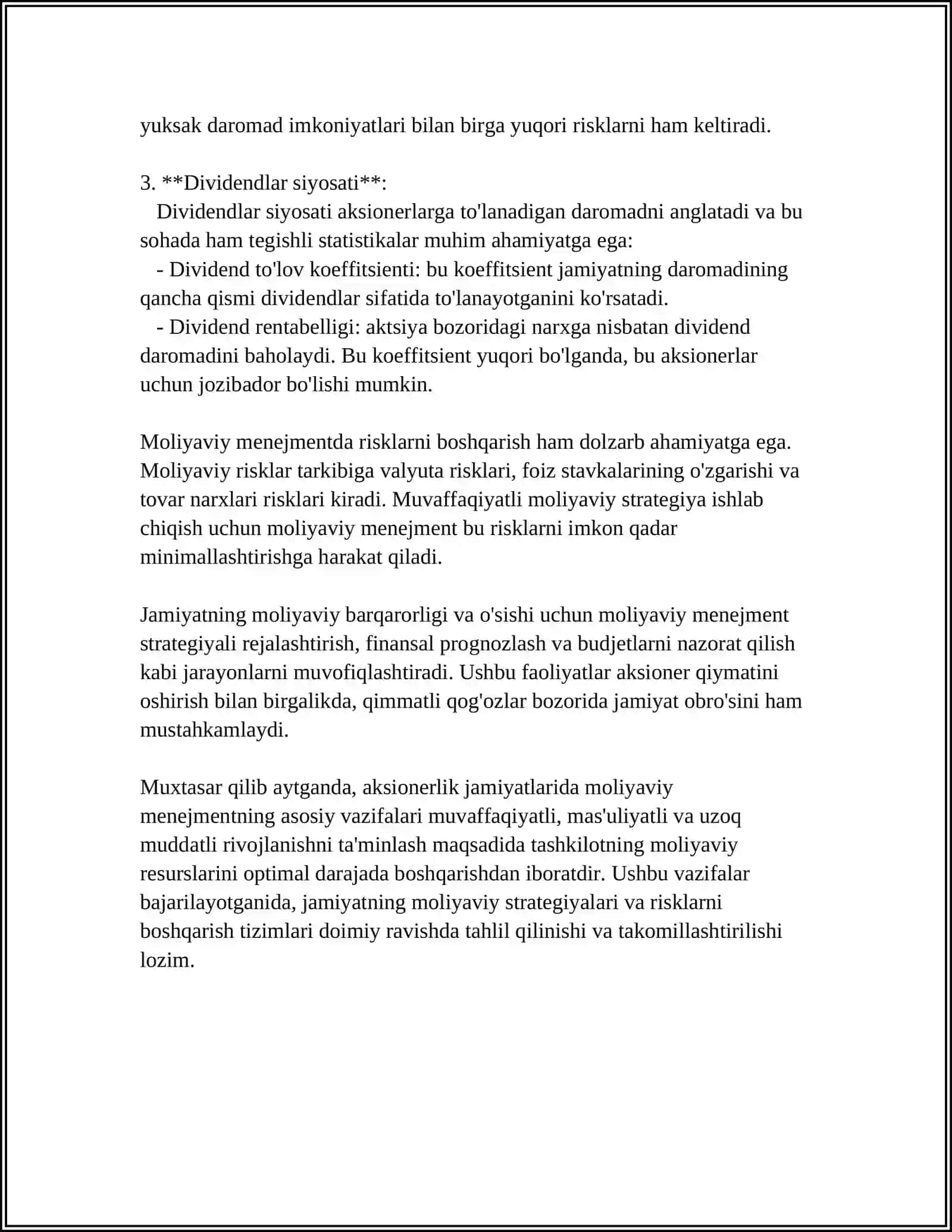 AKSIONERLIK XIZMATLARIDA MOLIYAVIY MENEJMENT XIZMATLARINI TASHKIL QILISH XUSUSIYATLARI 4