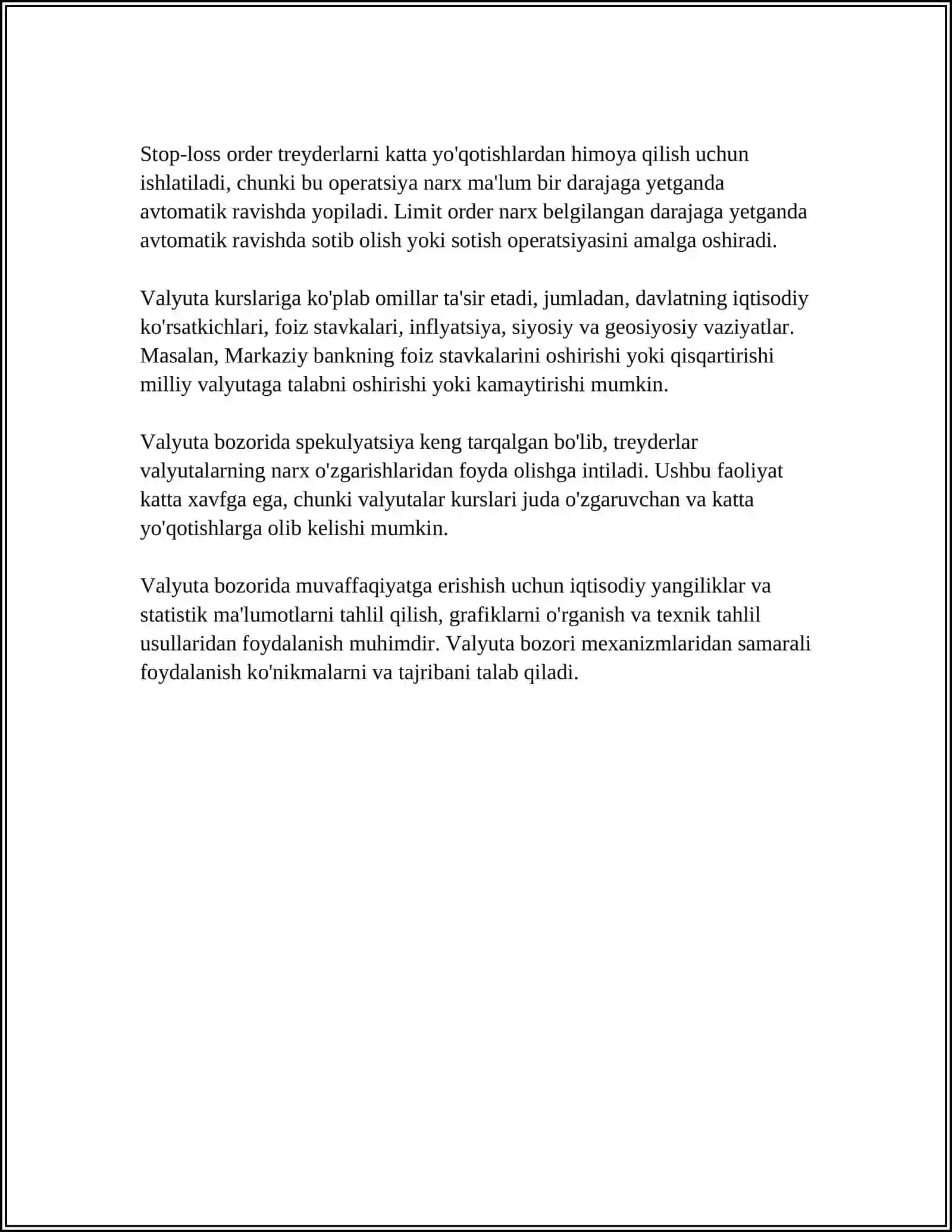 VALYUTA KURSI VA UNGA TA'SIR KO'RSATUVCHI OMILLAR 4