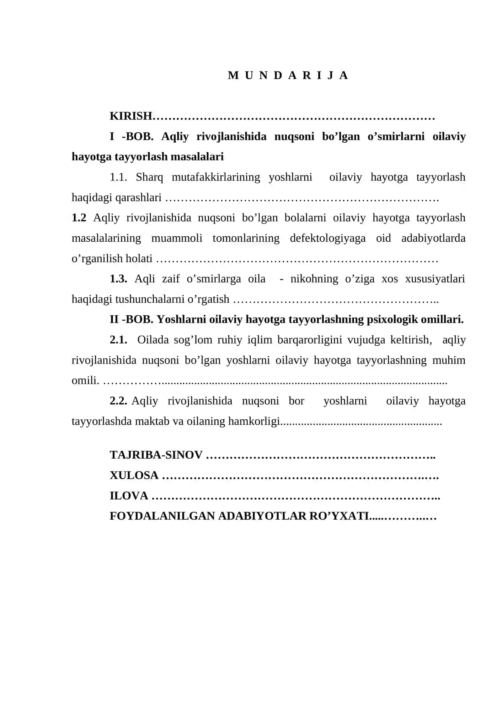 Aqliy rivojlanishida muammosi bo’lgan o’smirlarda oilaviy hayot haqidagi tasavvurlarining o’ziga xos xususiyatlari 4