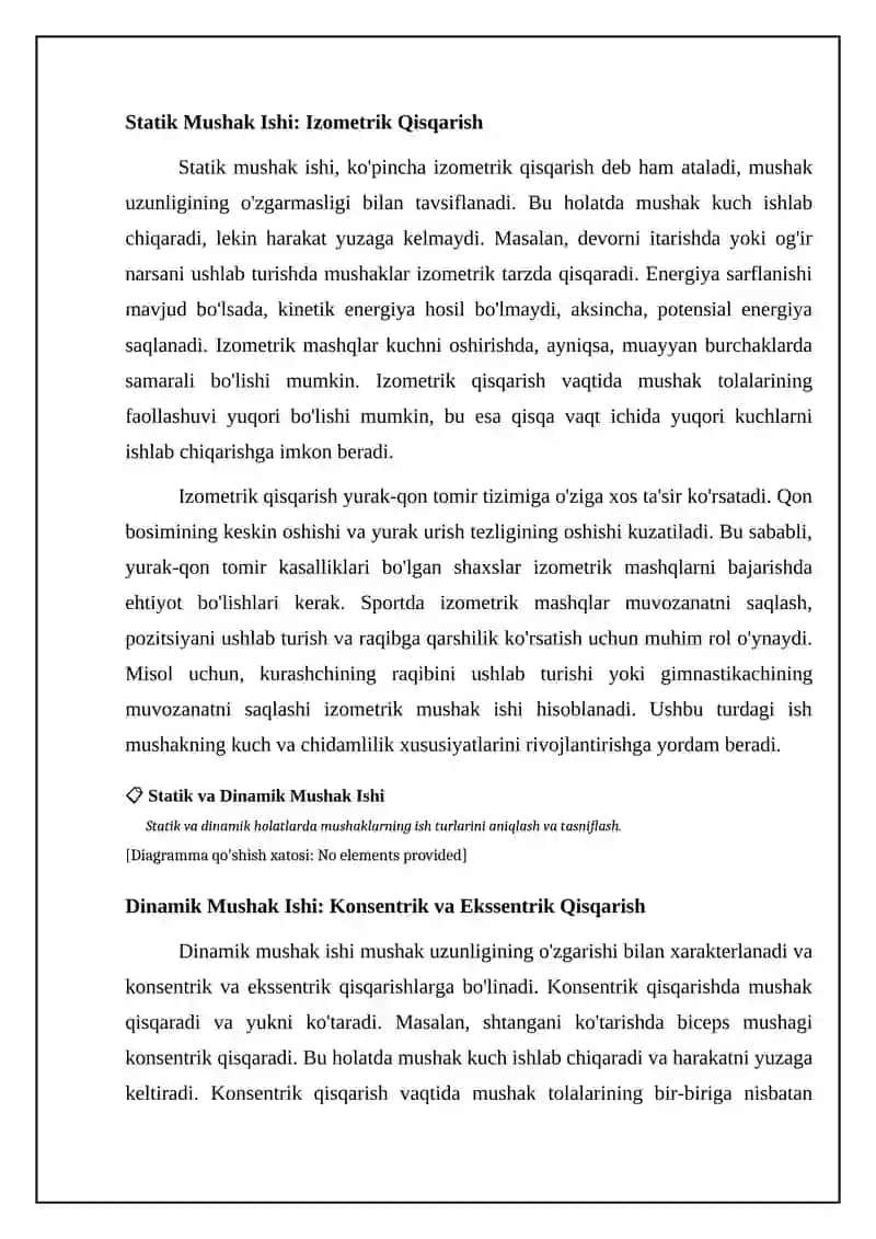 Muskullarni statik va dinamik xolatlarda bajariladigan ish turlari 4