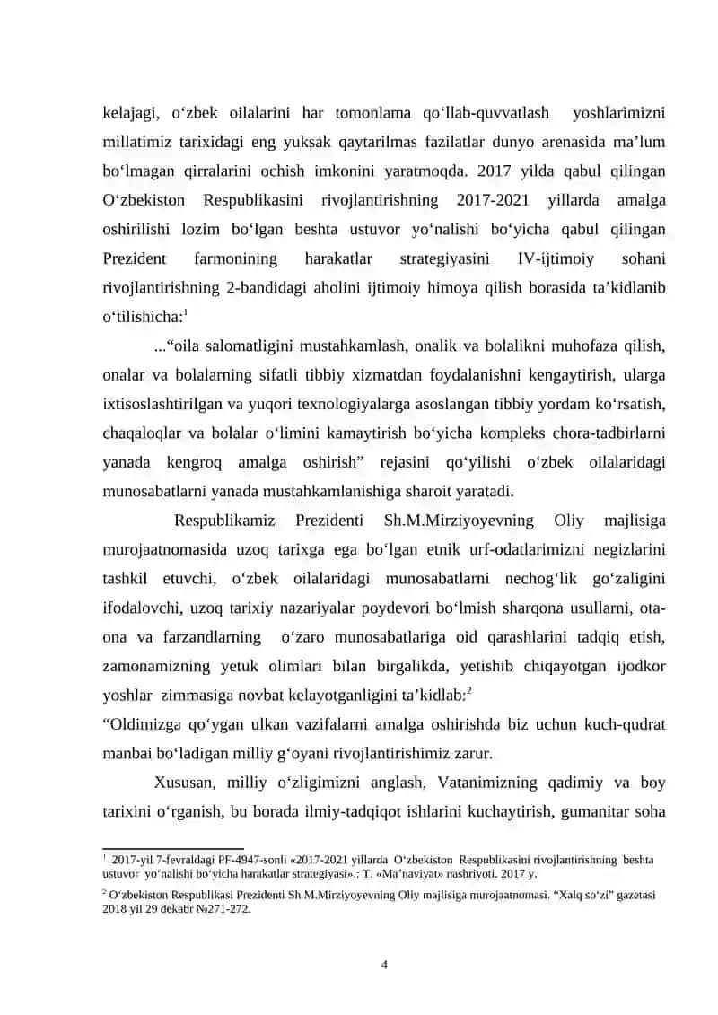 O‘ZBEK OILALARIDA OTA-ONA VA FARZANDLAR O‘ZARO MUNOSABATLARINING PEDAGOGIK-PSIXOLOGIK XUSUSIYATLARI 4