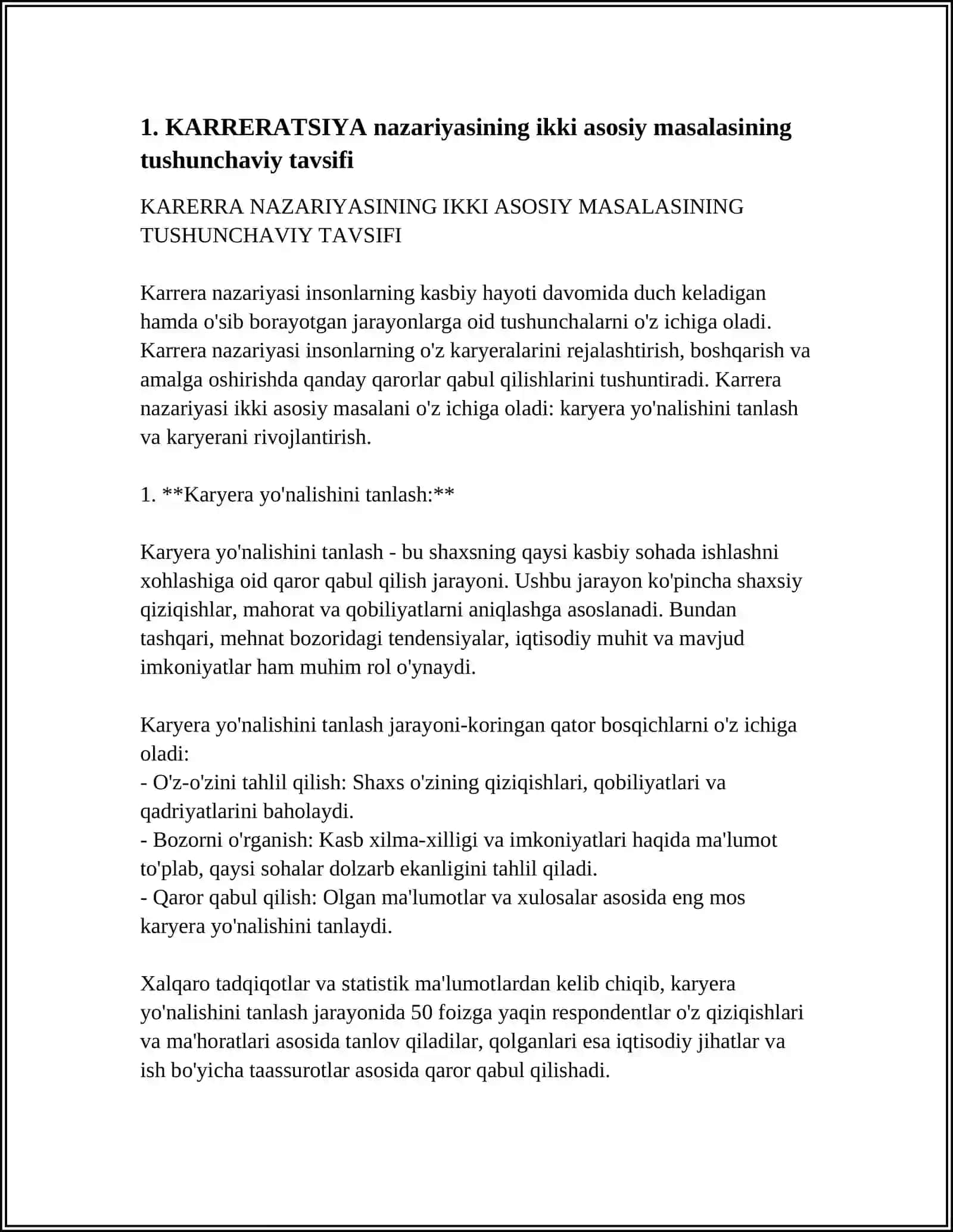 KARRERATSIYA'' NAZARIYASINING IKKI ASOSIY MASALASI. REGRESSION TAHLIL 4