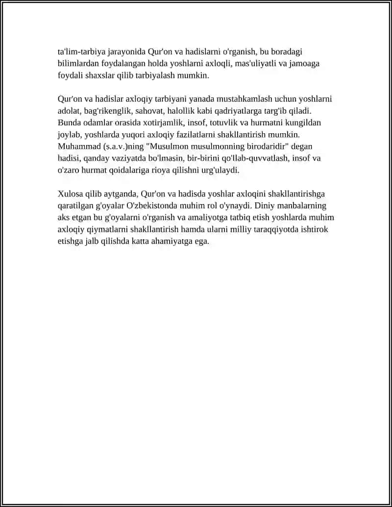 O'ZBEKISTON YOSHLARINING DINIY MANBALARDAGI AXLOQIY TARBIYAGA OID G'OYALARNI O'RGANISHNING AHAMIYATI 4