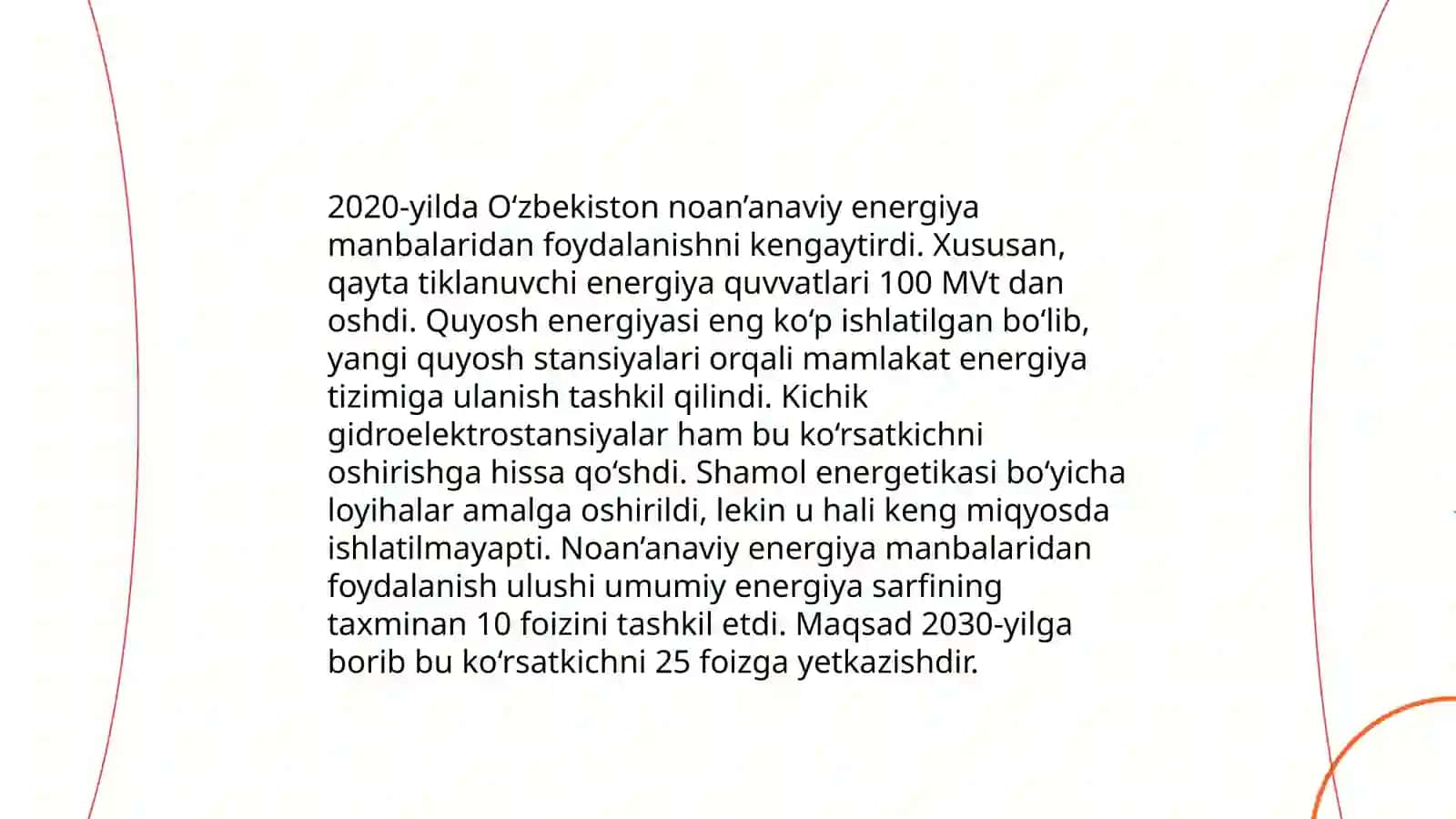 An'anaviy va noan'anaviy energiya manbalaridan foydalanishning statistikalari 4