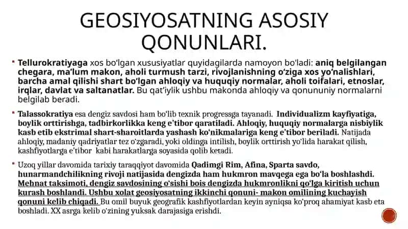 Geosiyosatning asosiy qonunlari, metodlari va funktsiyalari 4